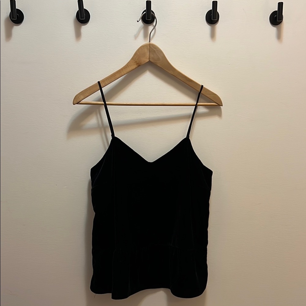 Elegant Black Velvet J Crew Peplum Cami Top